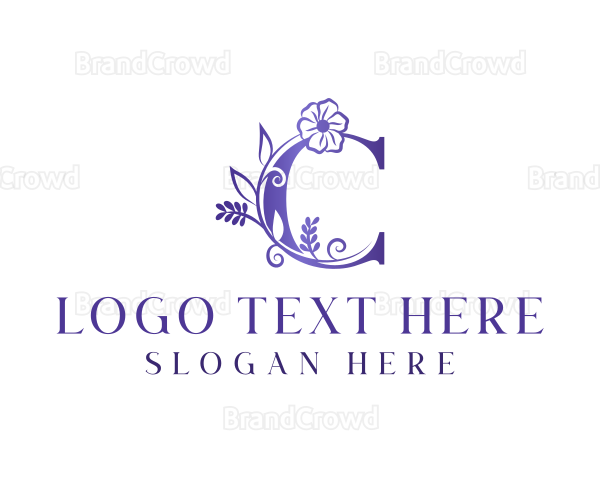 Natural Floral Decoration Letter C Logo