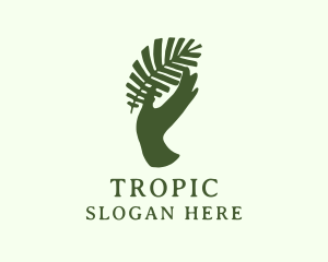 Green Tropical Hand logo design