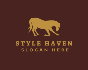 Race - Gold Stallion Horse logo design