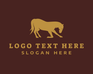 Equestrian - Gold Stallion Horse logo design