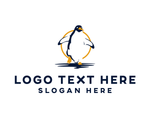 Swimming - Wild Penguin Zoo logo design