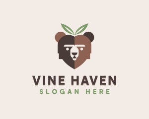 Bear Natural Leaves logo design