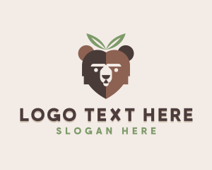 Grizzly - Bear Natural Leaves logo design