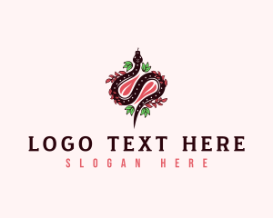 Slithering - Botanical Floral Snake logo design