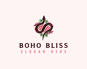 Botanical Floral Snake logo design