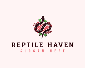 Botanical Floral Snake logo design