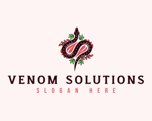 Botanical Floral Snake logo design