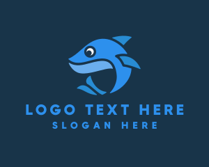 Blue Dolphin - Marine Aquatic Whale logo design