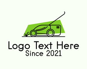Worker - Lawn Mower Outline logo design