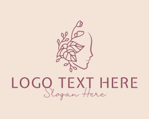 Beautiful - Floral Face Woman logo design