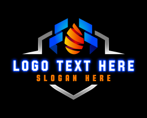 Ice - Fire Ice Shield logo design