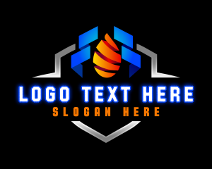 Hot - Fire Ice Shield logo design