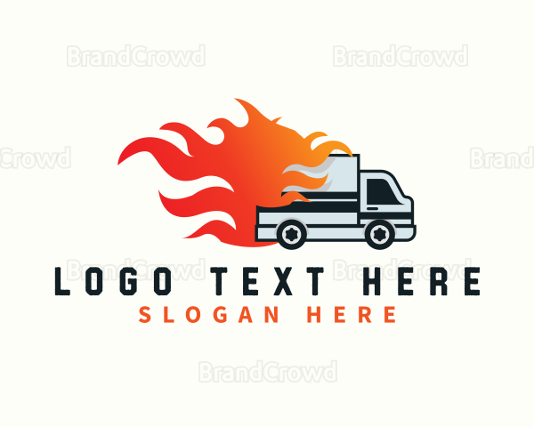 Delivery Flaming Truck Logo