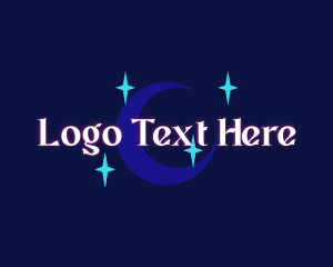 Glow - Moon Stars Glow Wordmark logo design