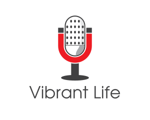 Live - Magnet Podcast Radio Microphone logo design