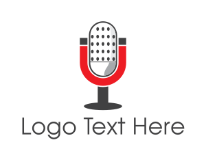 Podcast - Magnet Podcast Radio Microphone logo design