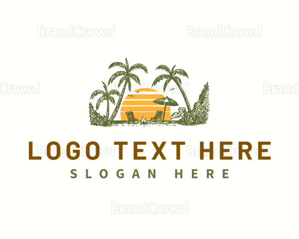 Beach Sunset Vacation Logo