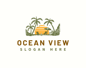 Beach Sunset Vacation logo design