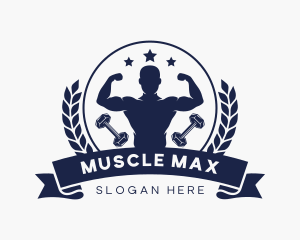 Bodybuilding - Bodybuilder Dumbbell Gym logo design