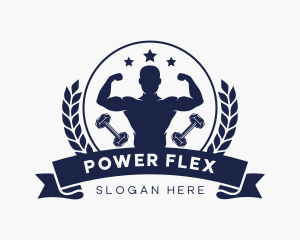 Muscles - Bodybuilder Dumbbell Gym logo design
