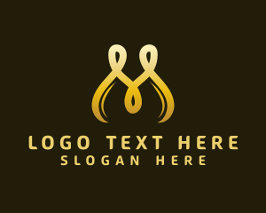 Ribbon - Loop String Business Letter M logo design