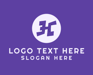 Round - Violet Letter H logo design