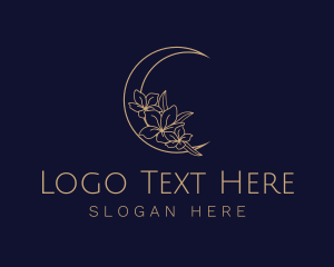 Night - Elegant Floral Moon logo design