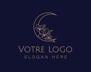 Elegant Floral Moon  Logo