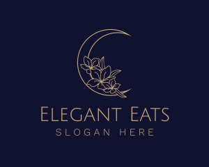 Elegant Floral Moon  logo design