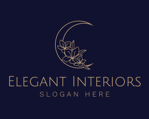 Elegant Floral Moon  logo design