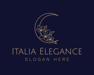 Elegant Floral Moon  logo design