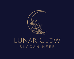 Elegant Floral Moon  logo design