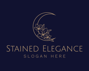 Elegant Floral Moon  logo design