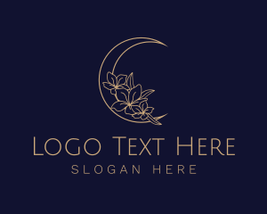 Quarter Moon - Elegant Floral Moon logo design