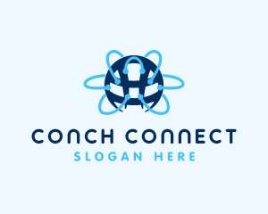 Tech Network Globe Connection logo design