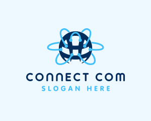 Tech Network Globe Connection logo design