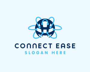 Tech Network Globe Connection logo design