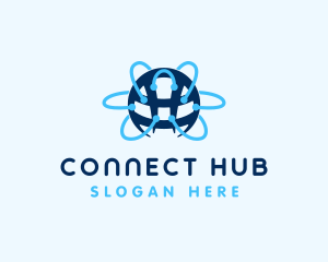 Tech Network Globe Connection logo design