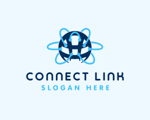 Tech Network Globe Connection logo design