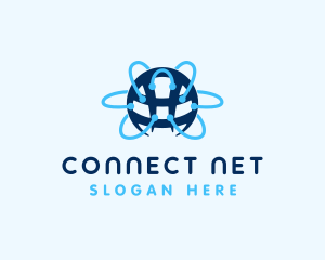 Tech Network Globe Connection logo design