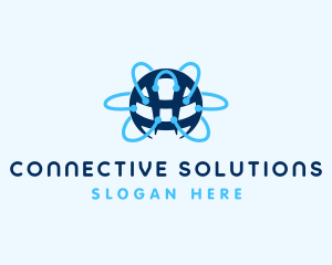 Tech Network Globe Connection logo design