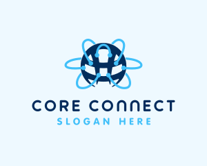 Tech Network Globe Connection logo design