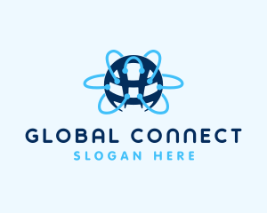 Tech Network Globe Connection logo design