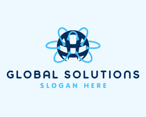 Universal - Tech Network Globe Connection logo design