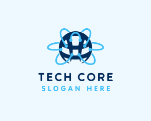 Tech Network Globe Connection logo design