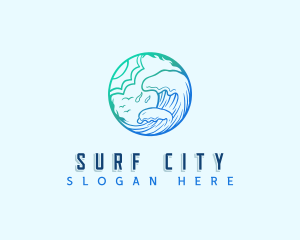 Ocean Wave Surf logo design