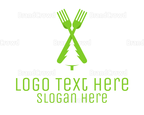 Green Pine Tree Fork Logo