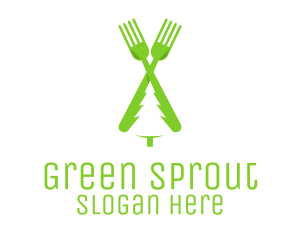 Green Pine Tree Fork logo design