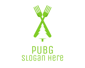 Food - Green Pine Tree Fork logo design