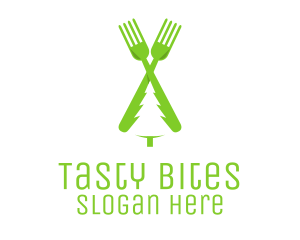 Appetizing - Green Pine Tree Fork logo design